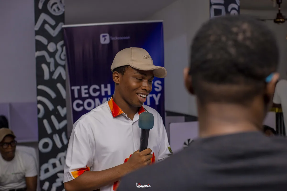 Young developers discussing crypto history and future